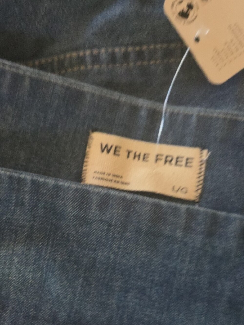 We The Free Indigo Denim Smocked Waist Shortalls. New With tags - Picture 7 of 7